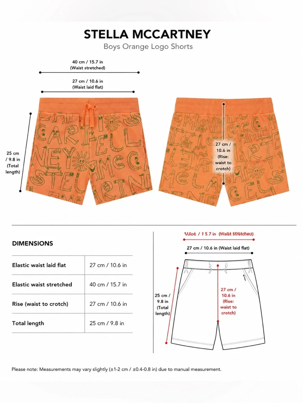 Stella McCartney Kids Matching Set Orange Graphic Tee & Boy Shorts Size 5/6Y